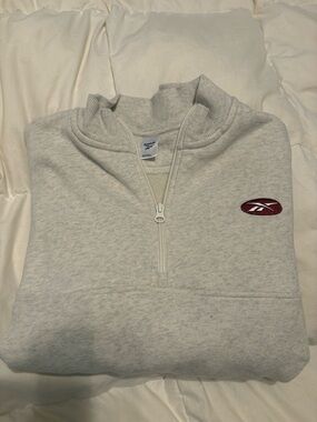 Reebok Light Gray Quarter-Zip Pullover with Maroon Logo
